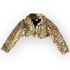The Children’s Place faux fur leopard print cropped coat